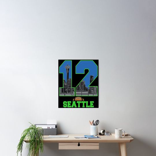 Discover Seattle Football #12 graphic for fans of Seattle Poster
