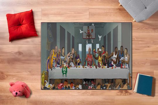 Discover Basketball Superstars's Last Supper rug, Last Supper rug, The Ultimate Basketball Tribute, Last Supper Edition, Basketball rug