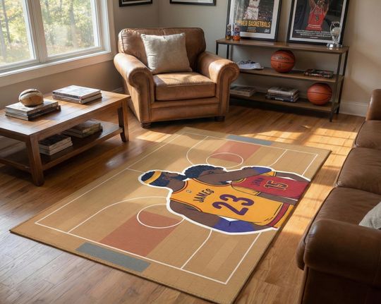 Discover Custom Basketball Rug  Father and Son Dcor, Personalized NBA Name/Number, Kids Bedroom & Game Room