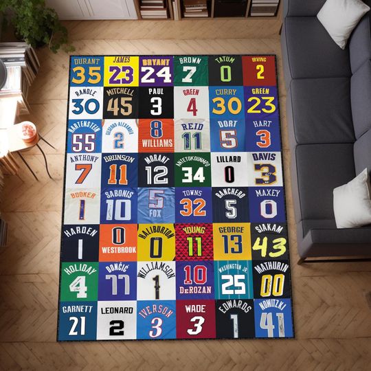 Discover Basketball Legends Rug Collage, NBA Players Jersey Rug, Man Cave Rug, Soft Baby Rug, Choose your own players, Personalized Players