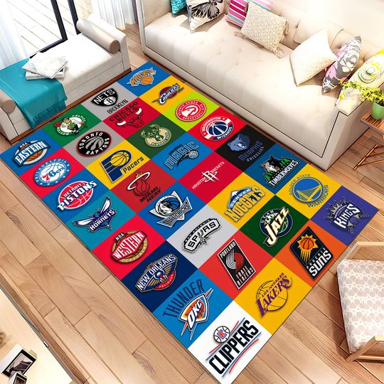 Discover Basketball Team Logos Rug: Sports Fan Area Rug