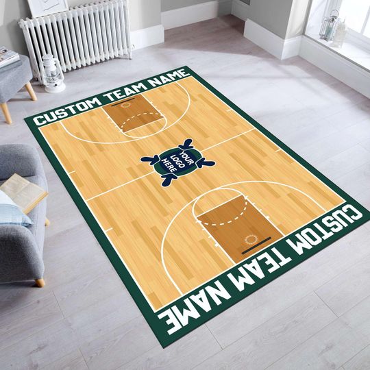 Discover Basketball Area Rug: Modern Sports Fan Decor, Non-Slip, Washable , Customizable