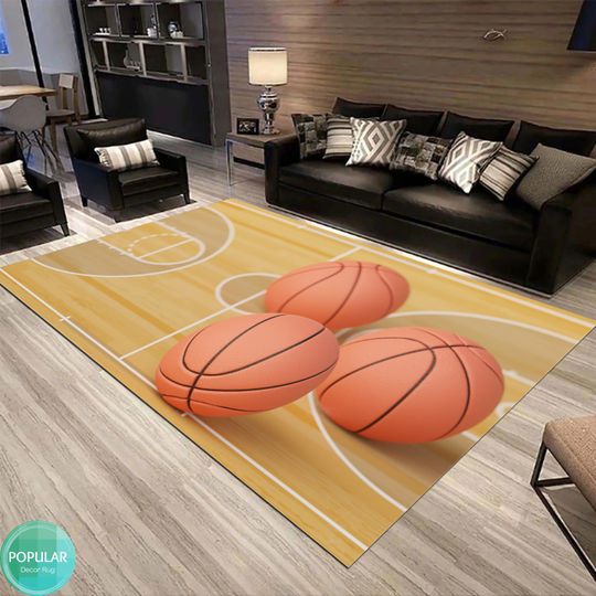 Discover NBA Rug, Basketball Mat, Game Carpet, Ball Runner, Gaming Room Art, Game Room Designer, Gift for Game Room