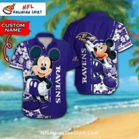 Discover Baltimore Football Mickey Fun Tropical Aloha Hawaiian Shirt