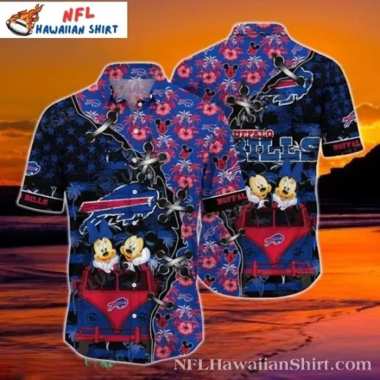 Discover Mickey & Minnie Mouse Buffalo Football Tropical Aloha Hawaiian Shirt V1