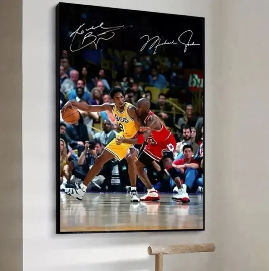 Discover Michael Jordan vs Kobe Bryant Poster   NBA Legends Sports Print