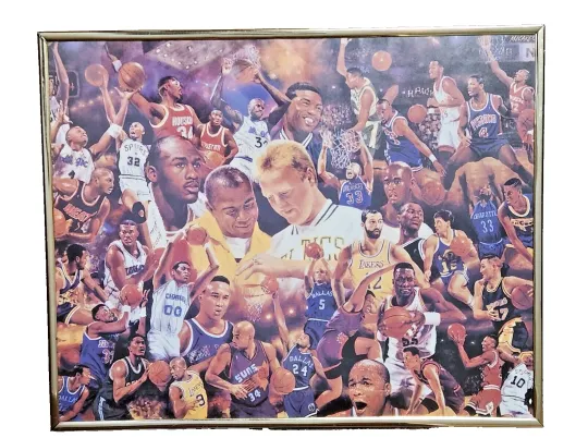 Discover Vintage 1995 MICARELLI NBA Poster - Jordan, Bird, Magic, Barkley NBA Legends.