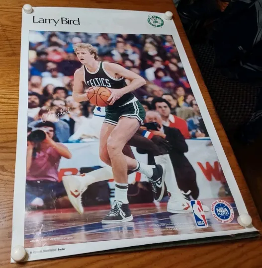 Larry Bird RARE Vintage Boston Celtics NBA Poster Sports Illustrated Basketball
