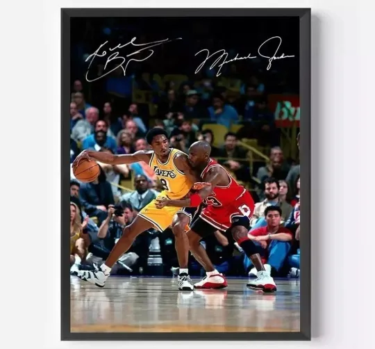 Michael Jordan vs Kobe Bryant Poster - NBA Legends Sports Print 18x24