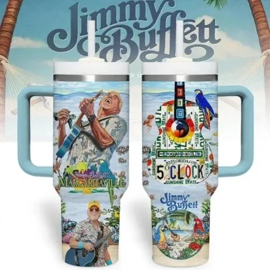 Jimmy Buffett Music Fan Insulated Tumbler 40 oz with Handle