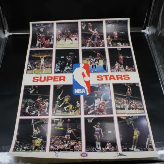 Discover NBA Superstars 1985 23x35 Poster Worthy Sampson Signed Auto AZ661