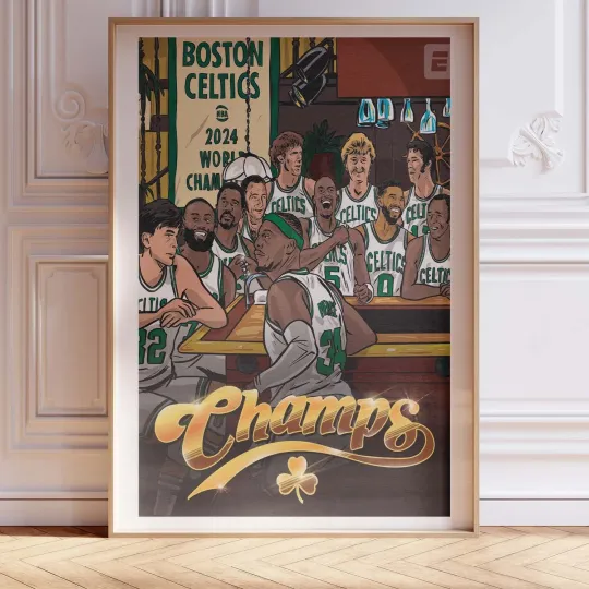 Discover Boston Celtics NBA 2024 Champs Fan Art Poster Print Wall Decor Celtics Legends