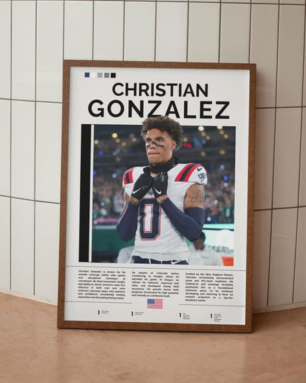 Discover Christian Gonzalez Poster, New England Football Wall Art