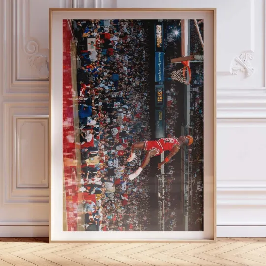 Discover Michael Jordan Slam Dunk Framed Poster NBA Basketball Legend Wall Art Decor
