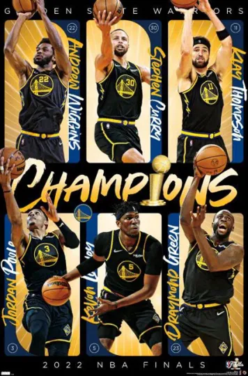 Golden State Warriors 2022 NBA CHAMPIONS 6-Player Action 22x34 Wall POSTER