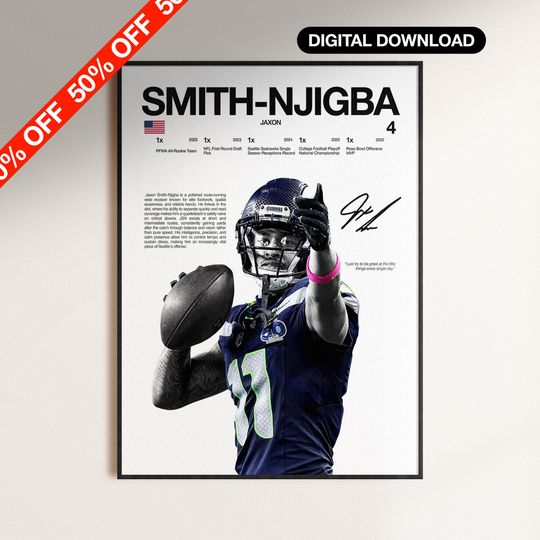 Discover Jaxon Smith-Njigba Poster, football Wall Print,