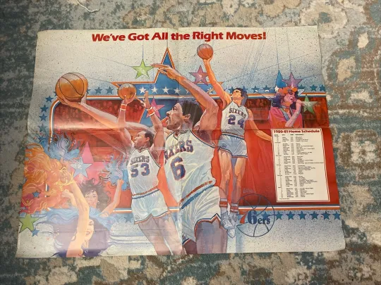 Discover 1980-81 NBA BASKETBALL PHILADELPHIA 76ERS POSTER TICKET APPLICATION DR. J LEGEND