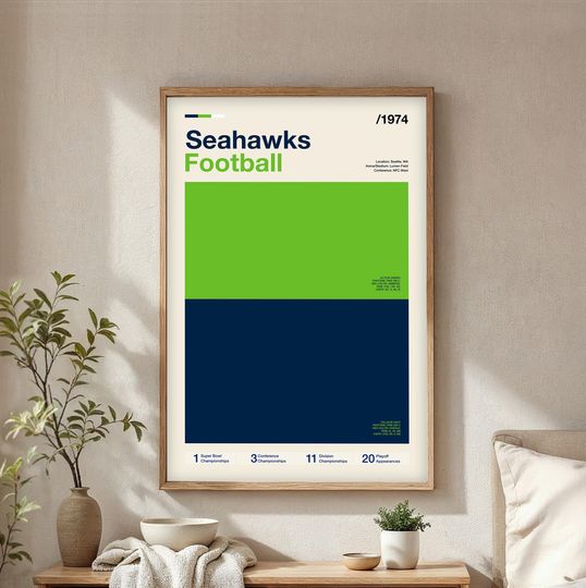Discover Seahawkss football poster | Gifts for Seahawkss fans | football team color prints
