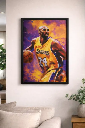 Discover Kobe Bryant Legendary Lakers Mamba Painting Wall Art Poster Canvas Metal Prints