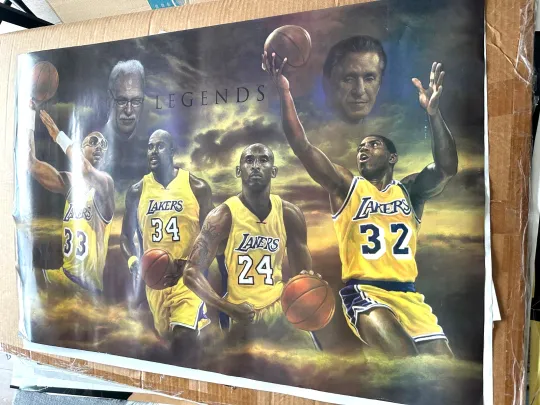 Discover Lakers Legends Poster 24 X 36 SHAQ, KOBE BRYANT, KAREEM, MAGIC  JOHNSON EX