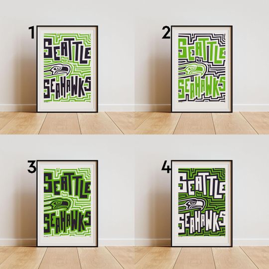 Discover Seattle Seahawkss Poster  Bold Abstract Football Wall Art (4 options)