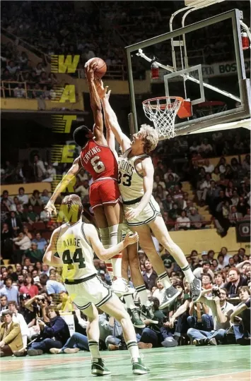 SIXERS at CELTICS DOCTOR J v. LARRY BIRD PRINT  (comes 4 sizes)