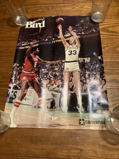Vintage Boston Celtics 1980s LARRY BIRD Vs. Dr. J Converse Poster 16.5 x 22.5