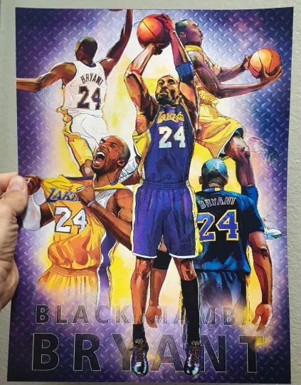 Discover KOBE BRYANT 3D WALL ART Lenticular Poster - "Black Mamba"  16" x 12“ NBA Lakers