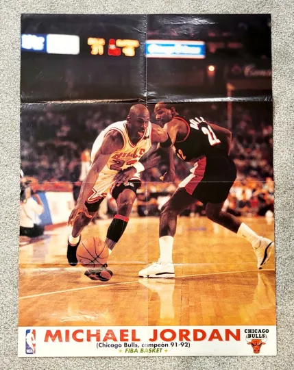 Discover 24" x 36" FORIEGN ISSUED POSTER 1992 NBA FINALS MICHAEL JORDAN CLYDE DREXLER