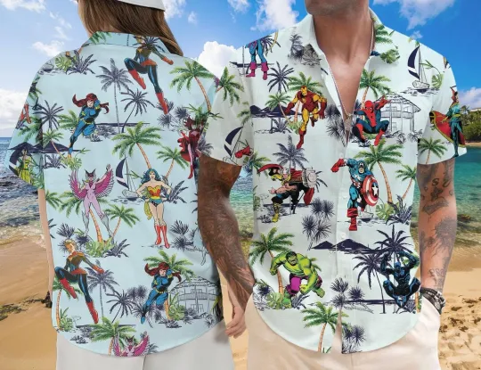 Discover Disney Avengers Hawaiian Shirt Button Down Adult Team Avengers Lover Gift