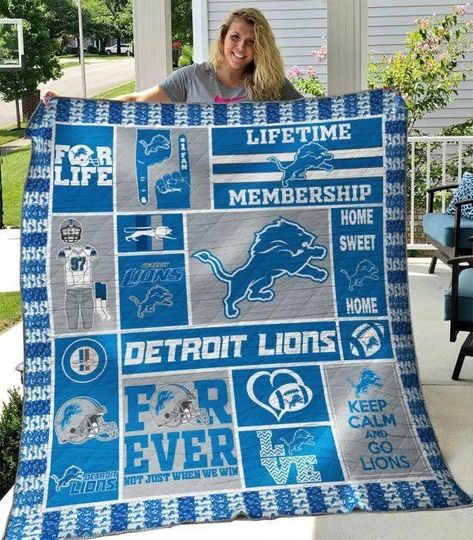 Detroit Lions Fleece Blanket Gift For Fan