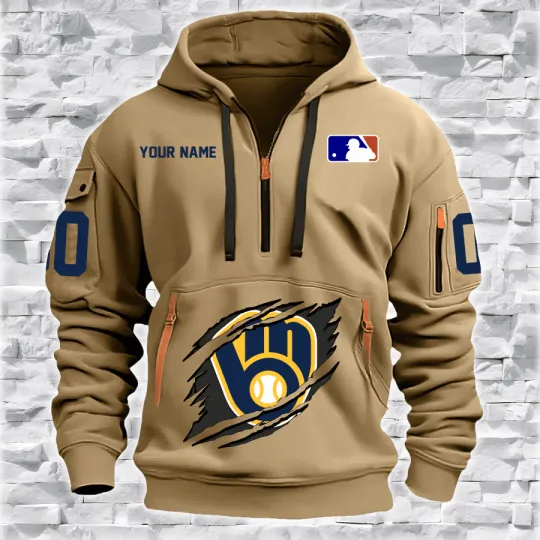 Milwaukee Brewers Quarter Zip Hoodie, Tactical Hoodie