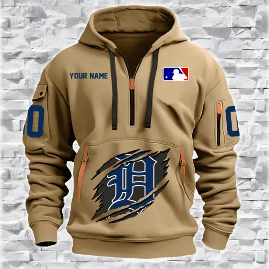Detroit Tigers Quarter Zip Hoodie, Tactical Hoodie