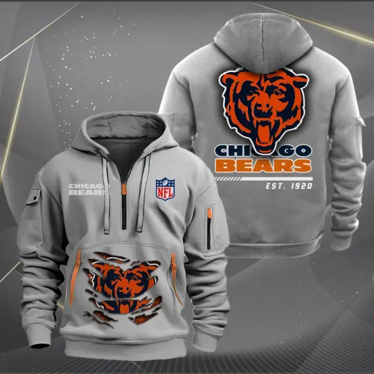 Chicago Bears Quarter Zip Hoodie, Tactical Hoodie