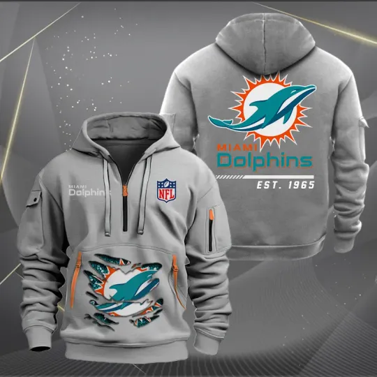 Miami Dolphins Quarter Zip Hoodie, Tactical Hoodie