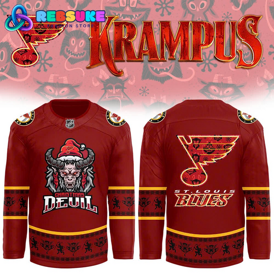 Discover St. Louis Blues NHL Christmas Devil Krampus Holiday Hockey Jersey