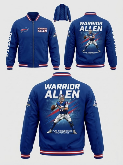 Buffalo Bills Josh Allen Bomber Jacket – Men’s Warrior Tribute Bomber Jacket