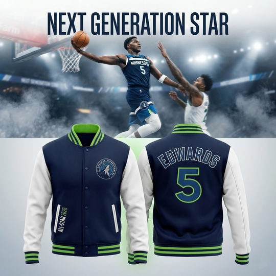 Discover Anthony Edwards NBA All Stars 2026 Varsity Jacket