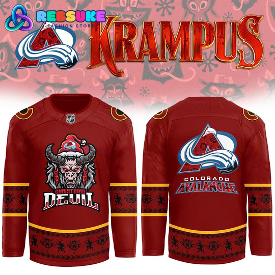 Discover Colorado Avalanche NHL Christmas Devil Krampus Holiday Hockey Jersey