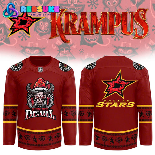 Dallas Stars NHL Christmas Devil Krampus Holiday Hockey Jersey