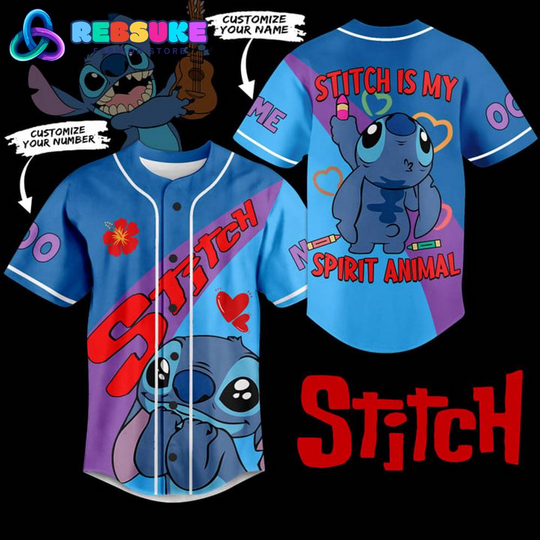 Discover Stitch Is My Spirit Animal Custom Name Baseball Jersey