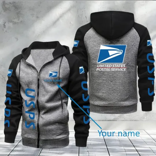 Custom Name Postal Worker Men's Raglan Full Zip Hoodies
