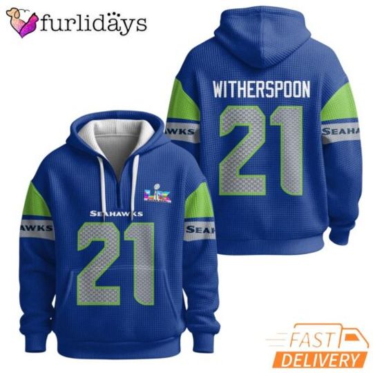 Seattle Seahawkss Super B.owl Dreams 21 Royal Blue Quarter Zip Waffle Hoodie