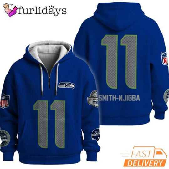 Seattle Seahawkss Super B.owl Quest 11 Royal Blue Quarter Zip Waffle Hoodie