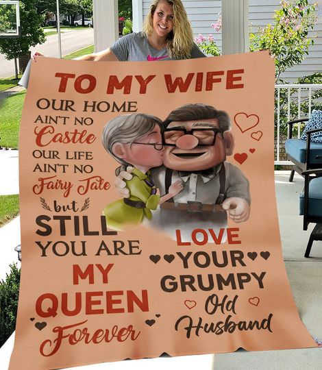 To My Wife Carl And Ellie Blanket Up Movie Blanket, Disney Fleece Blanket