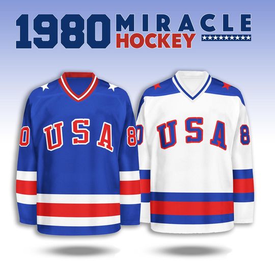 Discover Custom 1980 USA Hockey Jersey  Personalization Stitched Letters - Unisex Sports Fan Gift