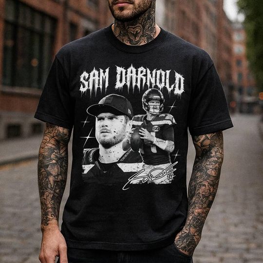 Discover Sam Darnold 90s Tee, Sam Darnold Signature Shirt Football Fan Lovers, Sam Darnold Merch Shirt, Y2k Gifts For Fan Lovers Tee