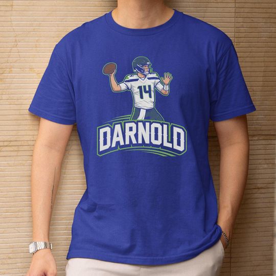 Discover Darnold Animated Tribute Personalized Design, Seattle Star Player Inspired Graphic Tee, Jersey Style Custom Gift For Fans Unisex T-Shirt
