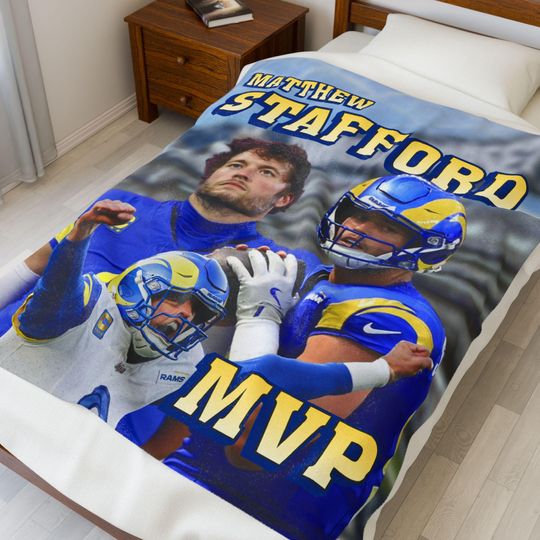 Discover Matthew Stafford MVP Blanket | LA Football Throw Blanket | Bedroom Decor Gift Idea