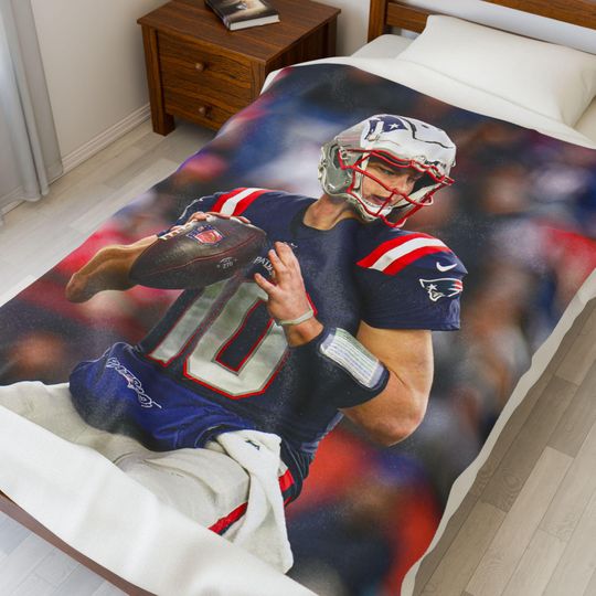 Discover Drake Maye Throw Blanket | New England Football Room Decor